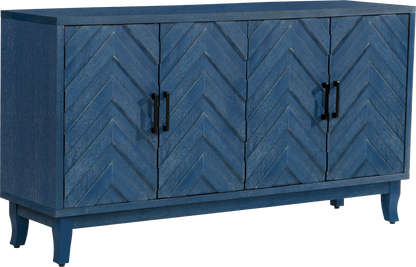 Stronger Vintage Style Buffet Cabinet Lacquered Accent Storage 4 Door Wooden