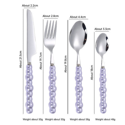 304 stainless steel knife and fork spoon creative pearl ceramic handle tableware western steak knife and fork dessert spoon