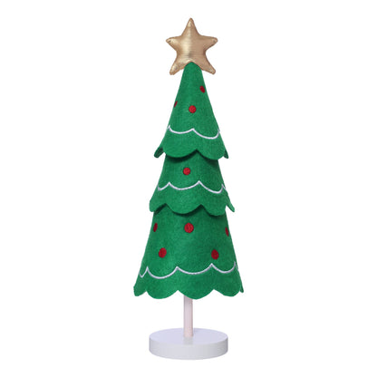 Cute Christmas Tree Fabric Wooden Display Window Desktop Christmas Embroidery Snowflake Decoration