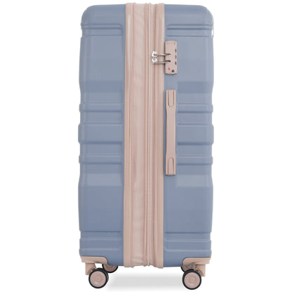 Luggage Sets New Model Expandable ABS Hardshell 3pcs Clearance Luggage (light blue and golden)