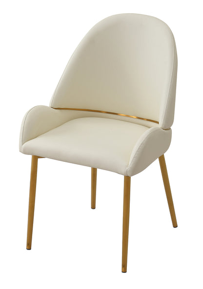 Dining Chair with PU Leather Beige color metal legs (Set of 2)