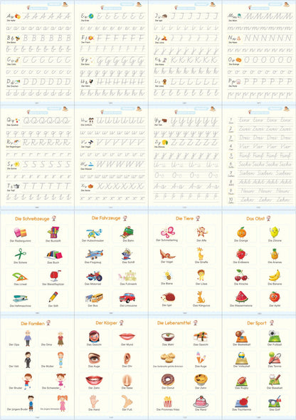 Full English version of calligraphy stickers Children's groove copybook Student hard pen practice copybook Magic writing sticker
