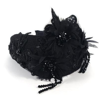 Fashionable handmade embroidery three-dimensional simulation crystal flower hair hoop