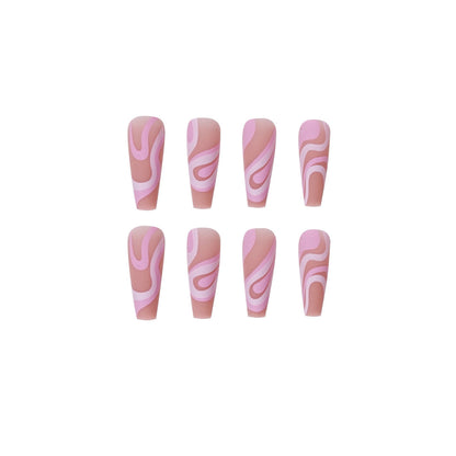 Rose Color Matching Line Press On Nail Fake Nail Patch Wearing Nail Finished Product