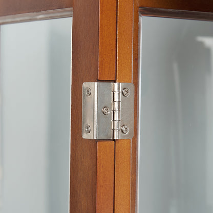 Lighting Curio Diapali cabinet with adjustable shelves, mirror back panel, tempered glass door (without light bulb), walnut wood
