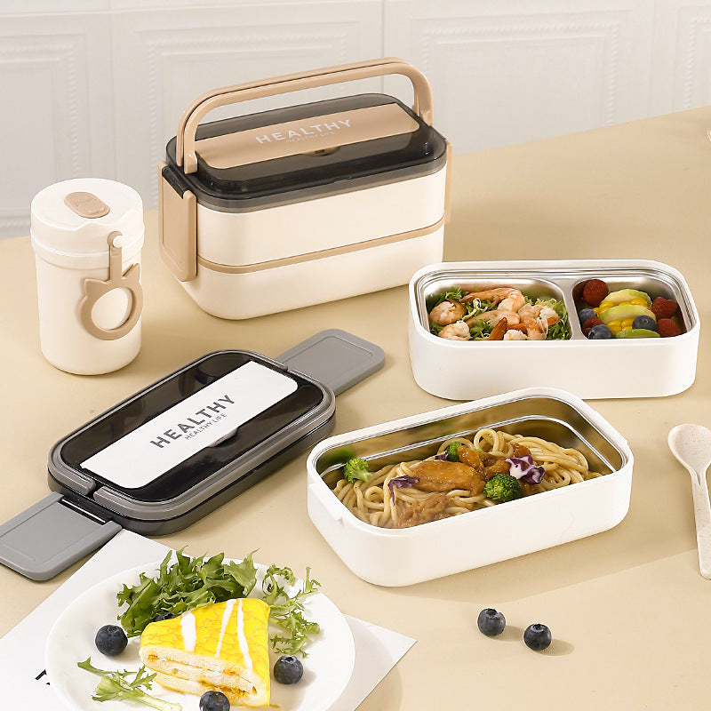 Microwave-heatable 316 stainless steel sealed single-layer compartment insulation lunch box lunch box bento box