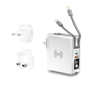 Power Bank 10000mAh With AC Plug 15W Fast Wireless Charging Powerbank USB Type C Mobile Phone Wall Charger for iPhone 14 Xiaomi