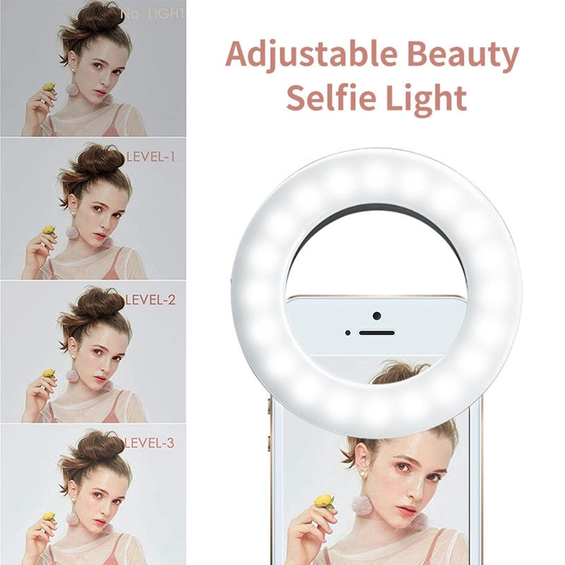 Updated 3200K-6500K 40 LED Lamps Selfie Ring Light for iPhone Andriod Smartphone Vlog Ring Light Selfie Fill Light Chargeable