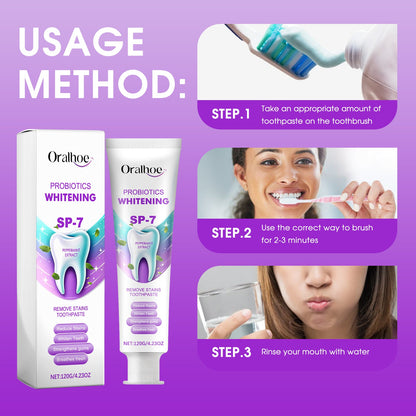 Probiotics Whitening Remove Stains Toothpaste, Dental Care Cleaning Oral Odor Toothstains Tartar Beautifying Teeth Whitening