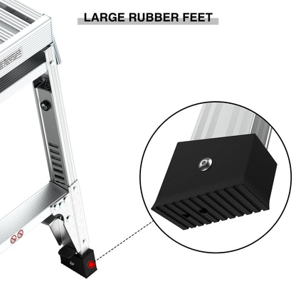 Aluminum Work Platform Large Size Step Stool Folding Portable Work Bench 40" Width Telescopic Feet 22" -27.5" Height Adjustable