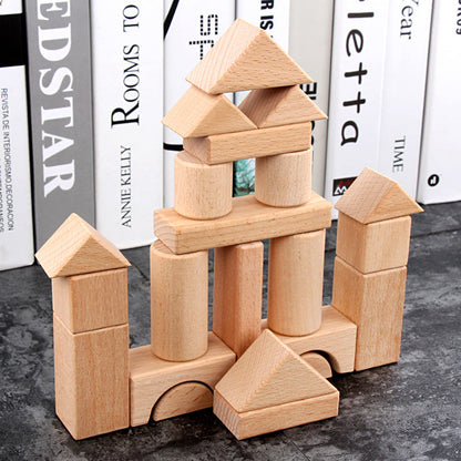 Puzzle Wooden Children's Wooden Boxed Beech 22 Pieces Can Be Bitten Assembled Building Blocks Pile Up Early Education Toys