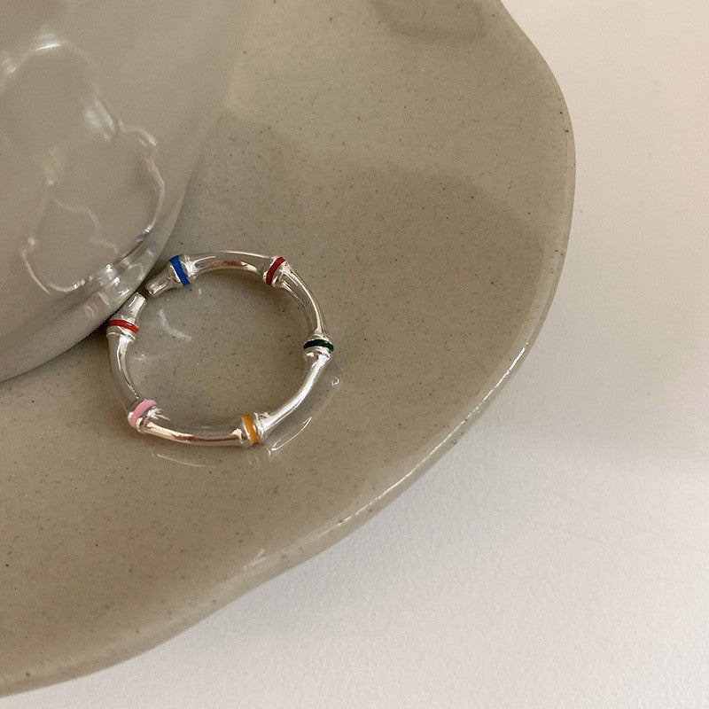 Dopamine love colored zircon diamond ring female niche index finger high-end fashion personality open ring