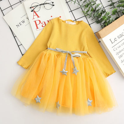 Bear Leader Girls Dress Pentagram Princess Dress Brand Girls Clothes Children Clothing European and American Style Girls Dresses