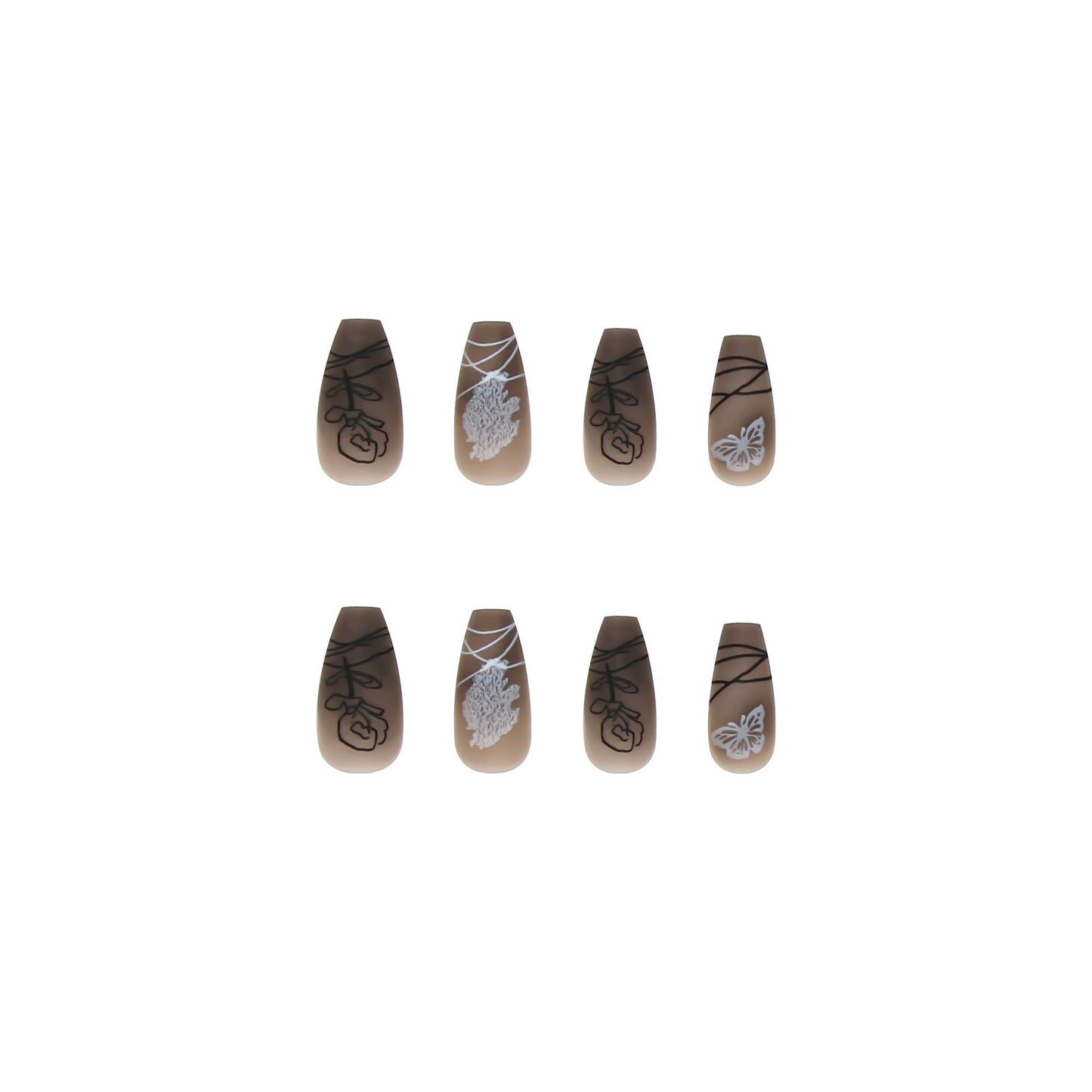 Dark Butterfly Long Ballet Nail Manicure Nail Pieces Personalized Wearing A Removable Nail