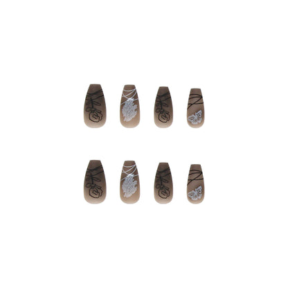 Dark Butterfly Long Ballet Nail Manicure Nail Pieces Personalized Wearing A Removable Nail