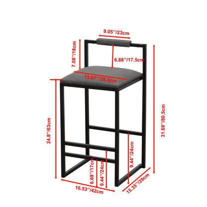 Set of 2 Counter Height Barstools Kitchen Island Stools (Gray with Back)
