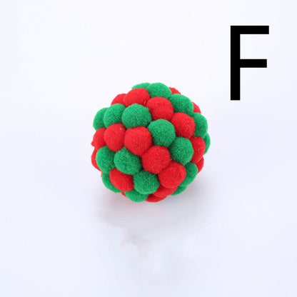 Cat Toy Colorful Plush Ball, Sounding Multi-color Rainbow Ball