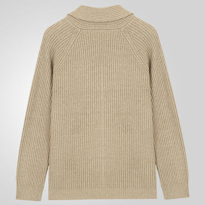 Men's Lapel Knitting Cardigan Fashion Button Sweater With Pockets Outwear