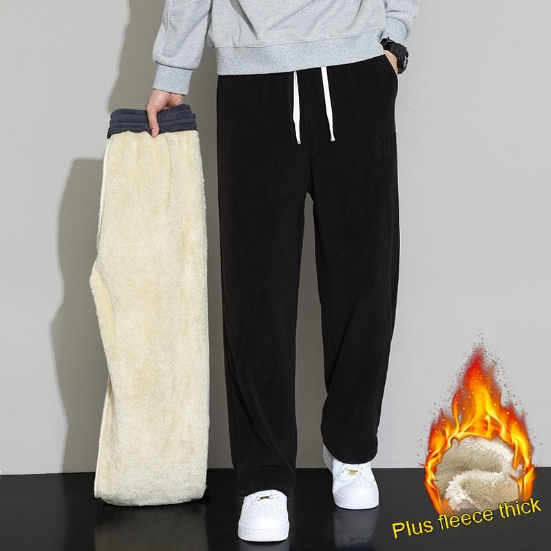 Winter Men's Cashmere Straight Wide-leg Pants