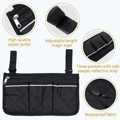 Outdoor Wheelchair Armrest Storage Pouch: Organizer Holder Pack