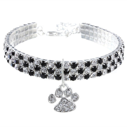 Pet Collar With Diamonds, Mixed-color Cat And Dog Supplies, Cat Claws, Elastic Cat And Dog Necklace Jewelry