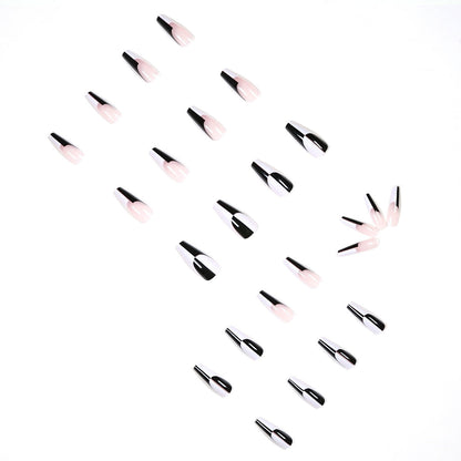 Black And White Long Nails Removable Nail Tip