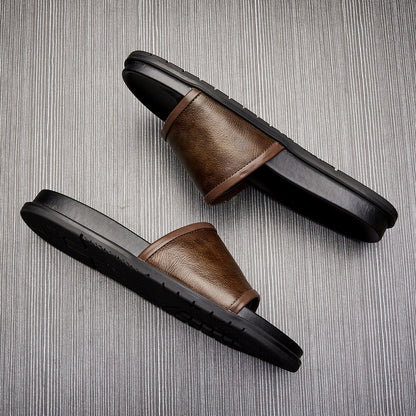 Men's Genuine Leather Outdoor Non-slip Summer Slippers
