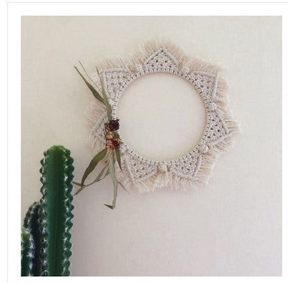 Sunflower Heart Mirror, Handmade Tapestry Decor