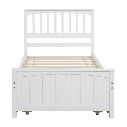 Twin size Platform Bed with Trundle White