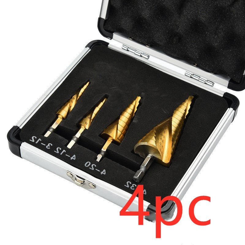Titanium-plated Spiral  Step Drill 4PC Set