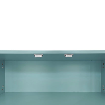 Modern Shoe Storage Bench with Hidden Storage and Upholstered Cushions for Bedside, Living Room and Entryway (Tiffany Blue)