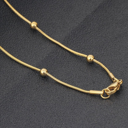 Fashion stainless steel round snake bag bead chain multi-color accessory chain necklace collarbone chain
