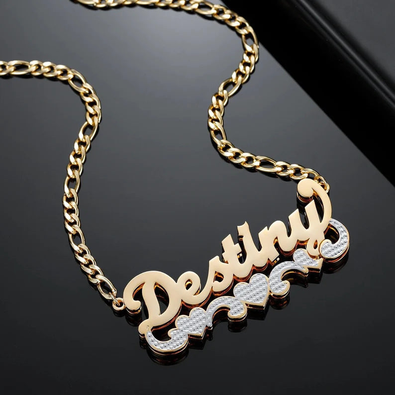 English Name Necklace Stainless Steel DIY Double Layer