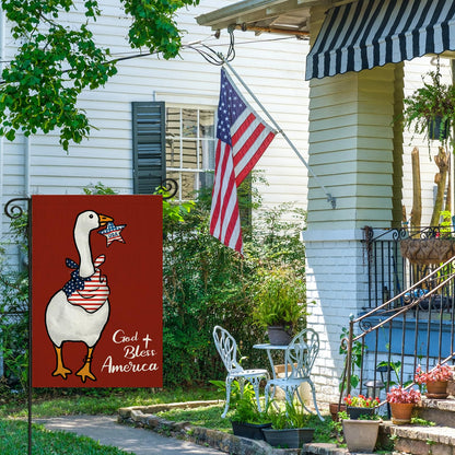 EKOREST Patriotic Garden Flag 12x18in Double Sided Funny Goose Red White Blue
