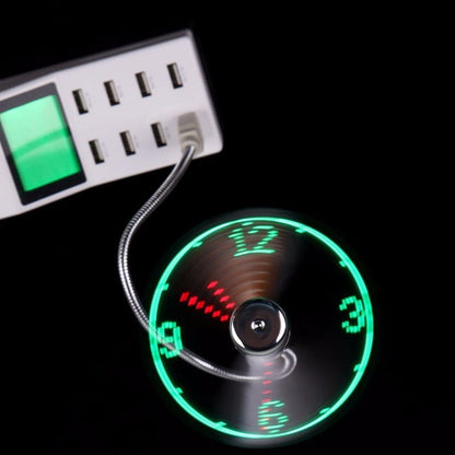 USB LED Mini Fan Clock Flexible Time Display Gadget