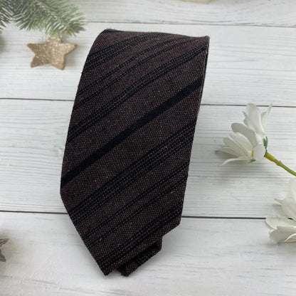 Autumn Winter British Style Knitted Cotton Linen Striped Tie