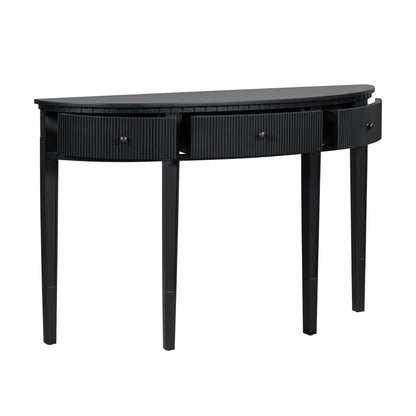 U-Style Distinctive Features of Pine Veneer Console Table with Vertical Stripe Drawer Fronts and Four Legs