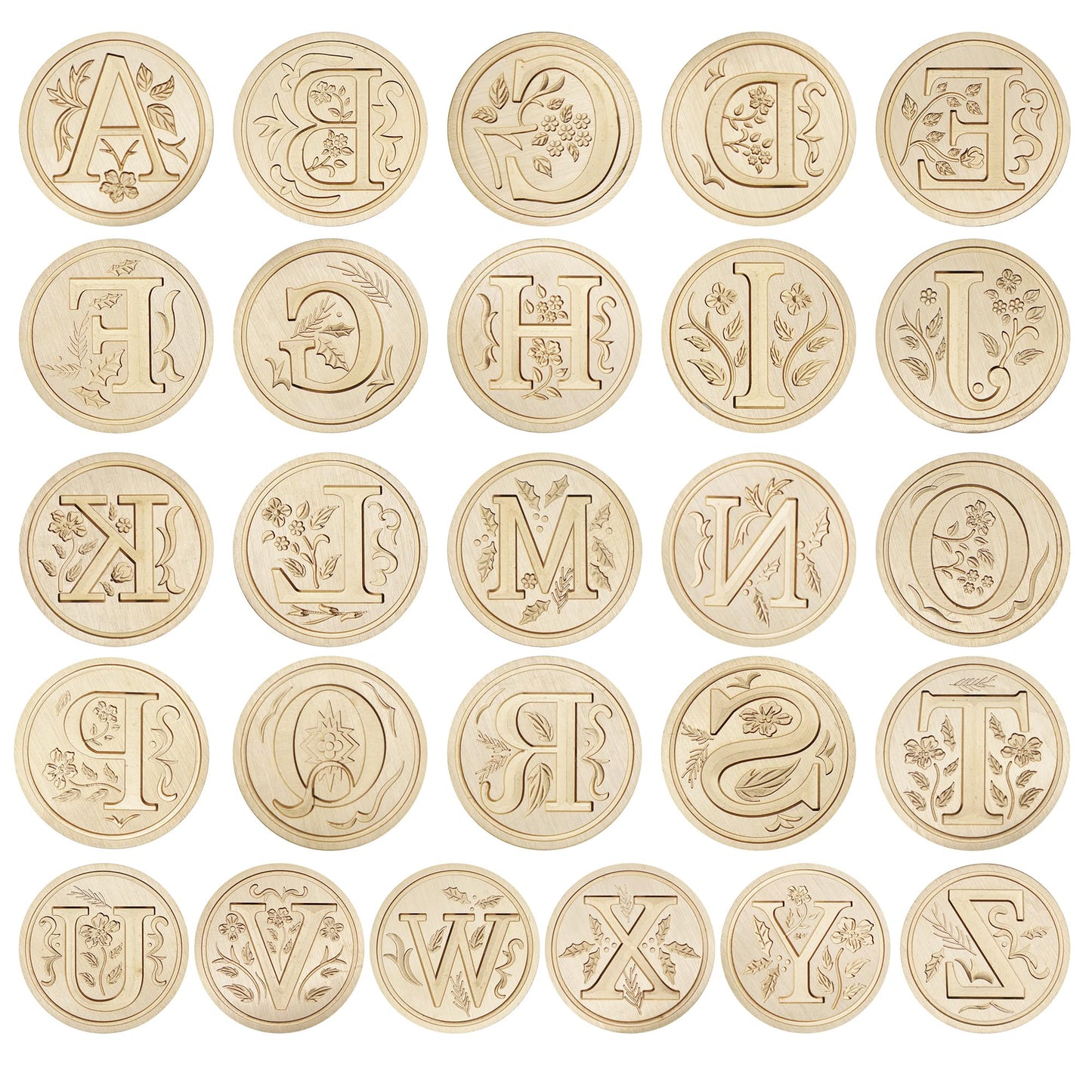 Alphabet Brass Wax Seal Stamps with Detachable Wood Handles for Invitations