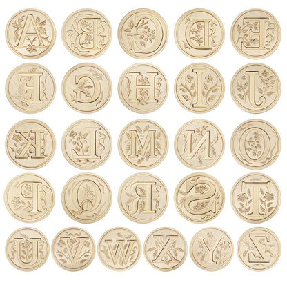 Alphabet Brass Wax Seal Stamps with Detachable Wood Handles for Invitations