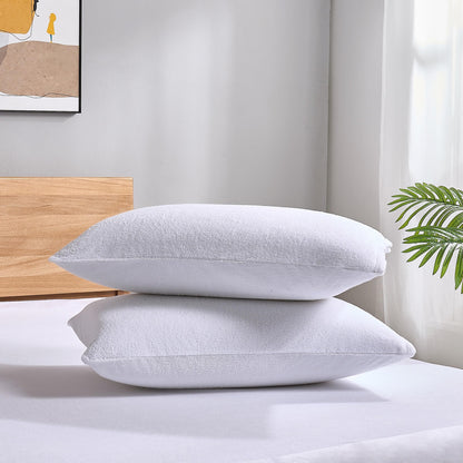 ProtectMySleep Cotton Terry Pillow Protector 2Pack Hypoallergenic Standard Queen