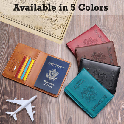 Shvigel US RFID Blocking Passport Holder Travel Case Brown Small