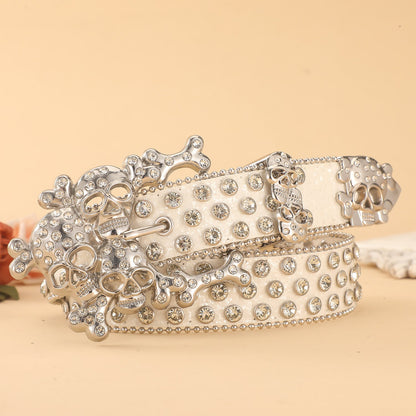 Diamond Inlaid Skull Rhinestone Belt