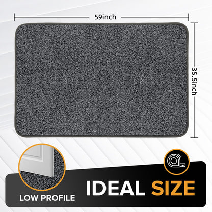 Mibao Front Door Mat Non-Slip Waterproof 35.5x59in Dark Grey TPR Backing