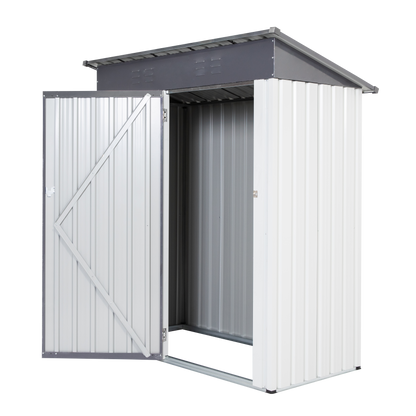 XWT016 Garden Metal Storage Lifter Shed Gray White 5x3x6ft outdoor storing tools Rainproof Hinge door version
