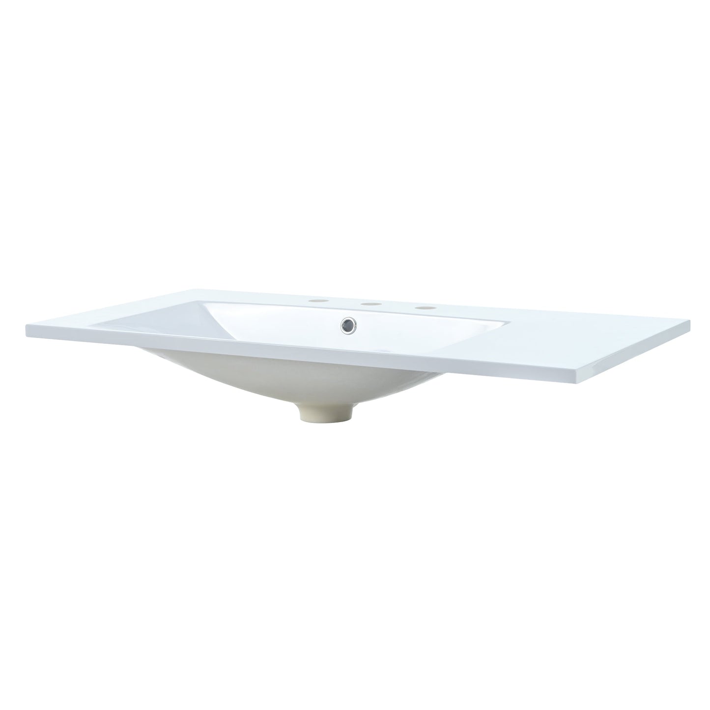 36" Single Bathroom Basin Sink, Left Offset Sink Vanity Top Only, 3-Faucet Holes, Resin