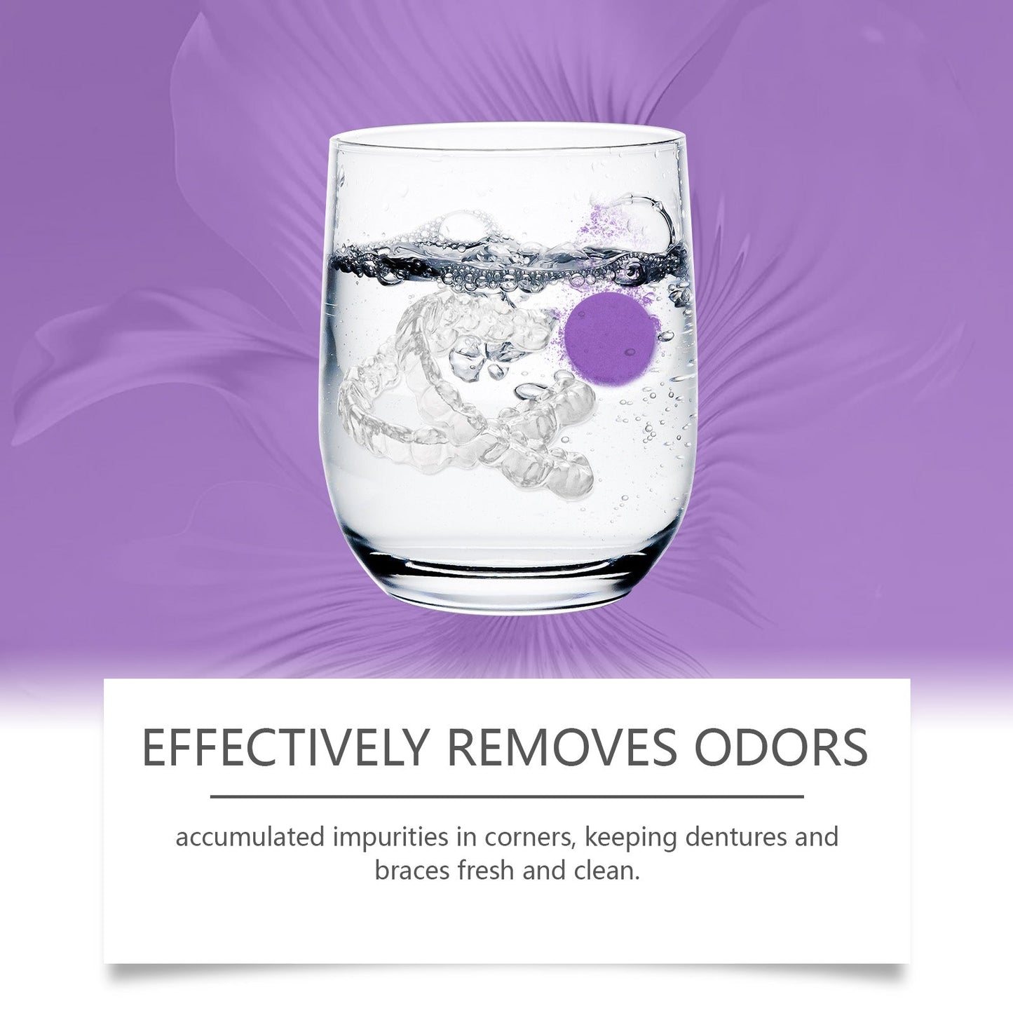 Purple Denture Retainer Cleaning Tablet Cleans Stains Tartar Deposits Dental Retainer Odor Cleaning Tablet