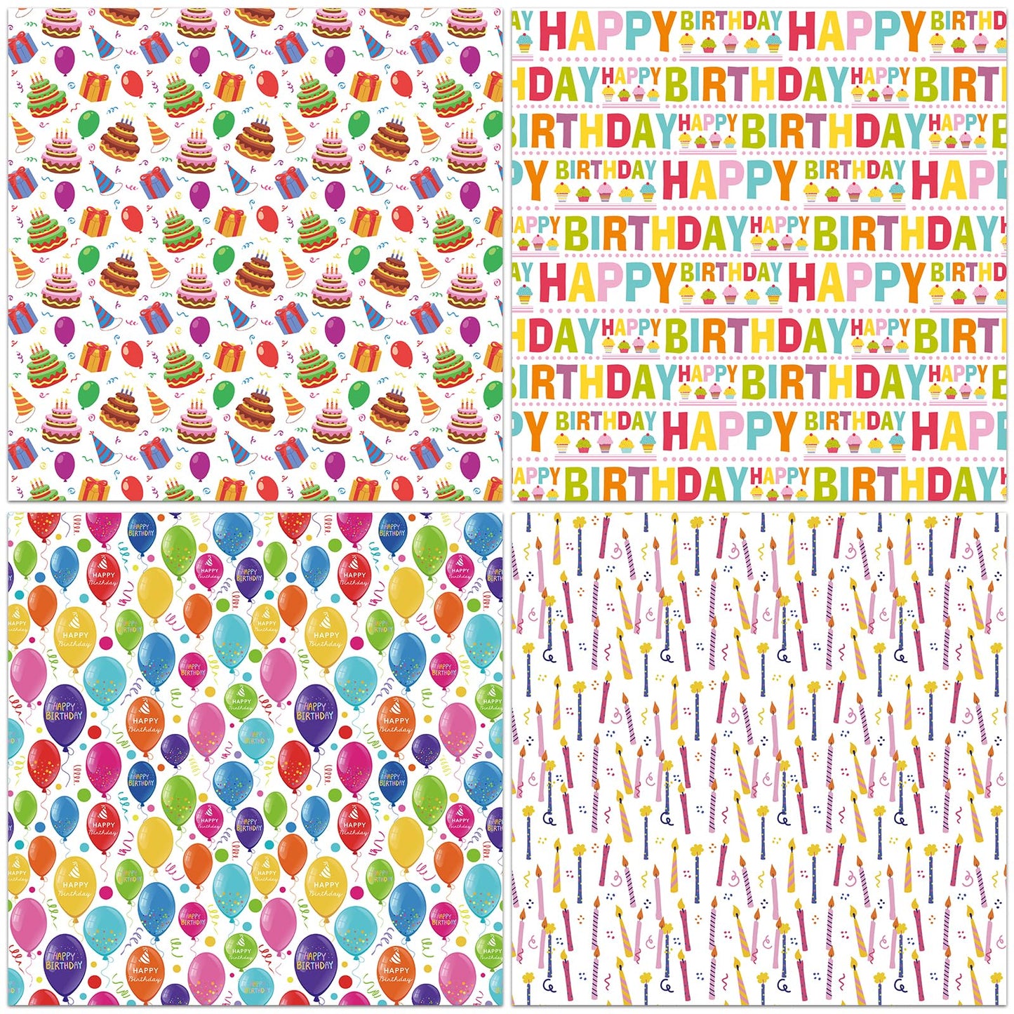 LCY WEDSHI Birthday Wrapping Paper 12pcs 20x29in Multicolor Birthday Theme