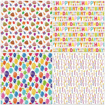 LCY WEDSHI Birthday Wrapping Paper 12pcs 20x29in Multicolor Birthday Theme