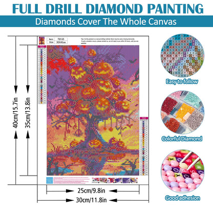 LKHMVCA Halloween Pumpkin Tree Diamond Painting Kit 11.8x15.7 Inch
