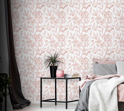 Timeet Pink Floral Peel and Stick Wallpaper Vinyl 17in x 78.7in Modern